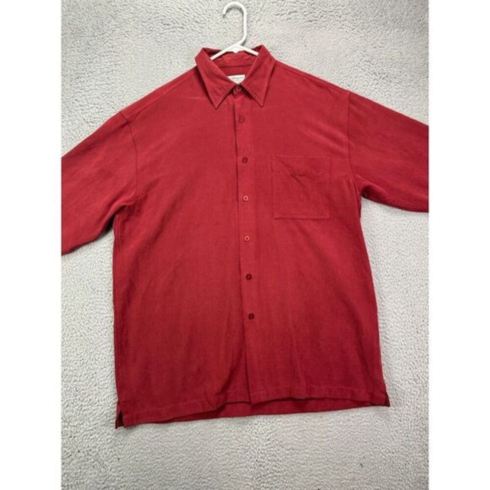 Norm Thompson Shirt Adult Large Red Button Up Long Sleeve Pocket Casual Mens